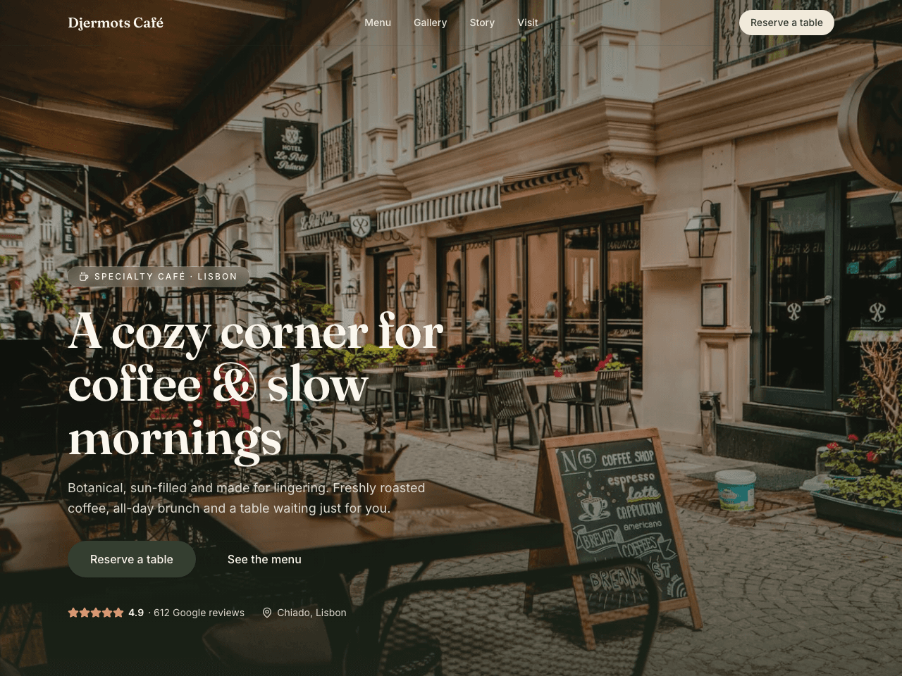 Djermots Café demo website